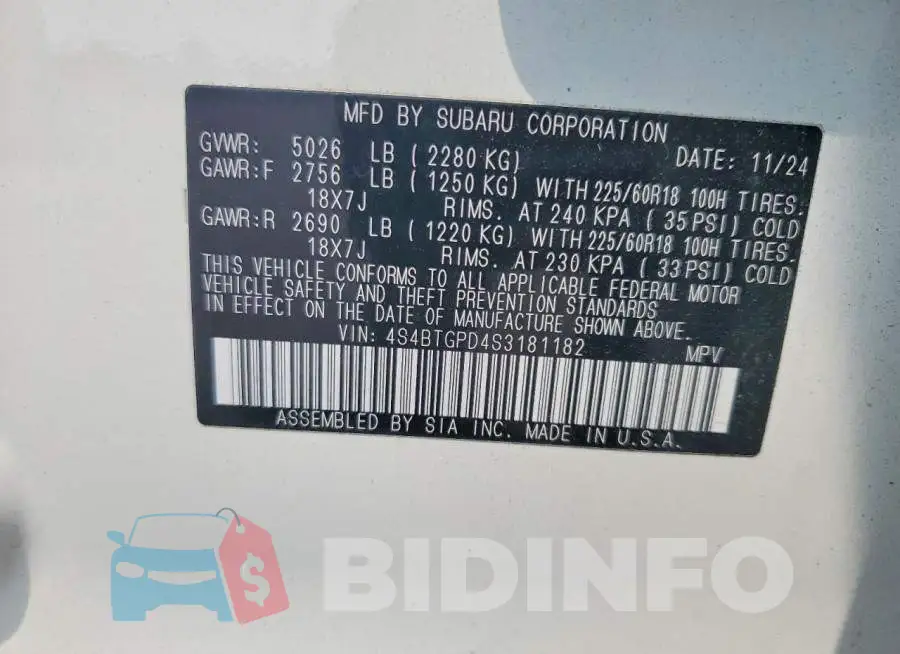 4S4BTGPD4S3181182 Photo# 13