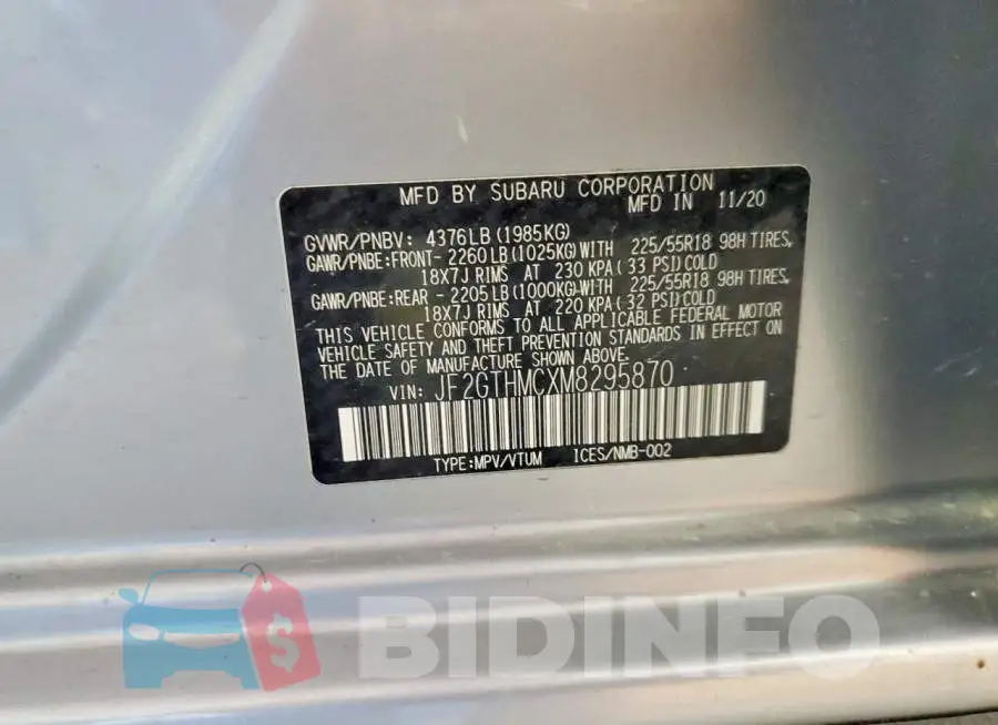 JF2GTHMCXM8295870 Photo# 14