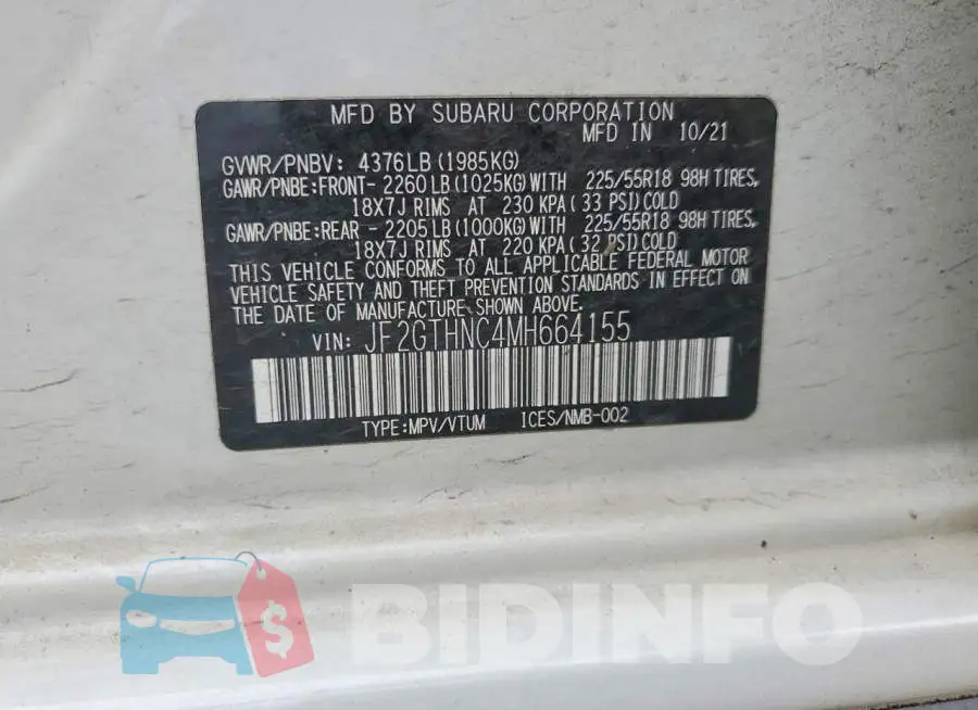 JF2GTHNC4MH664155 Photo# 12