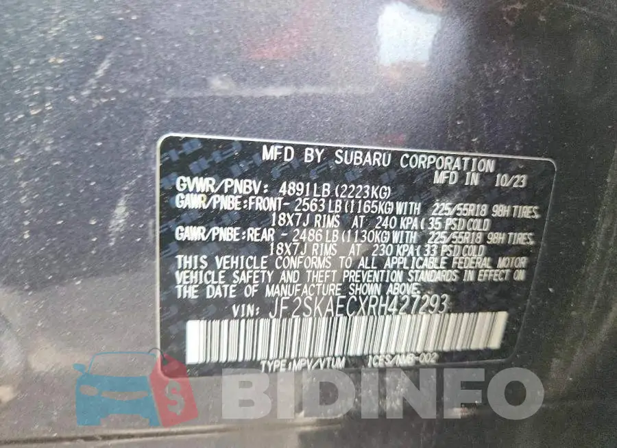 JF2SKAECXRH427293 Photo# 13