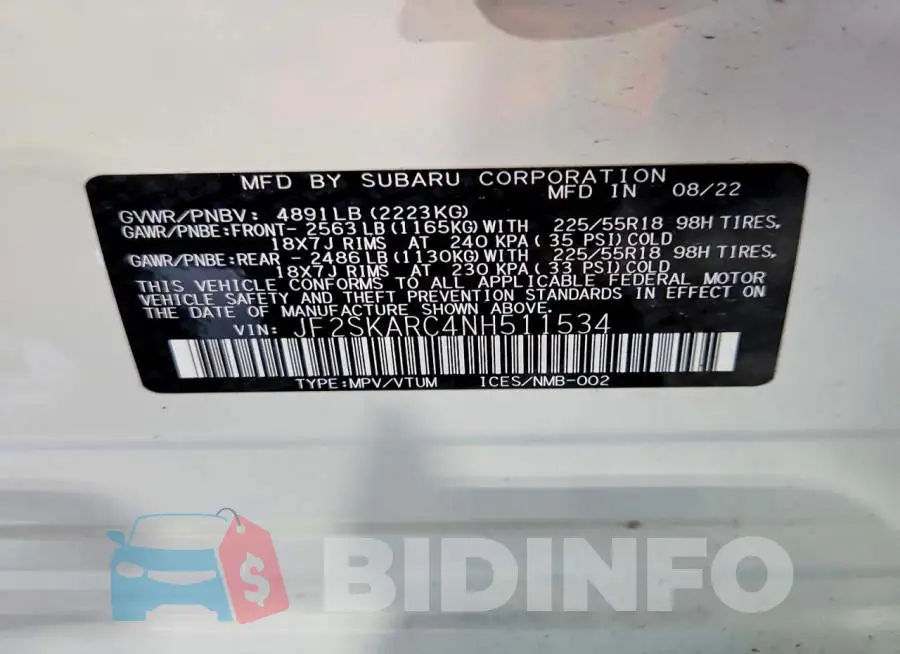 JF2SKARC4NH511534 Photo# 13