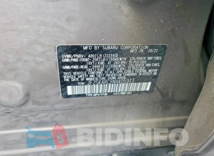 JF2SKARC8NH405913 Photo# 13