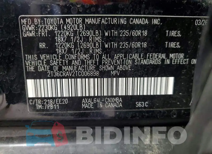 2T36CRAV2TC006898 Photo# 14