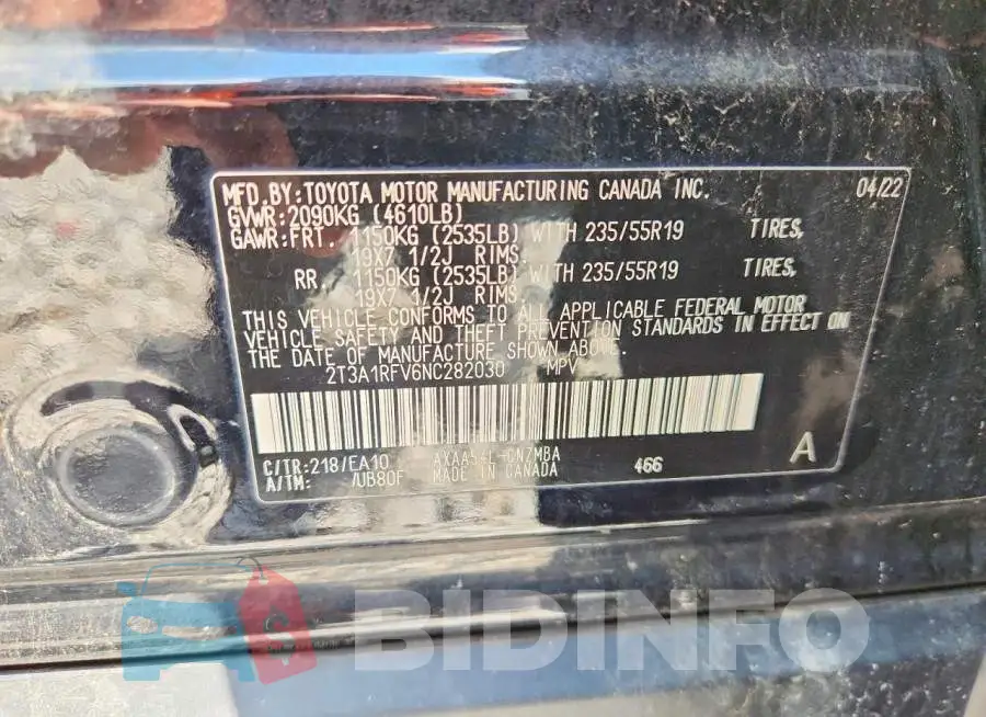 2T3A1RFV6NC282030 Photo# 14