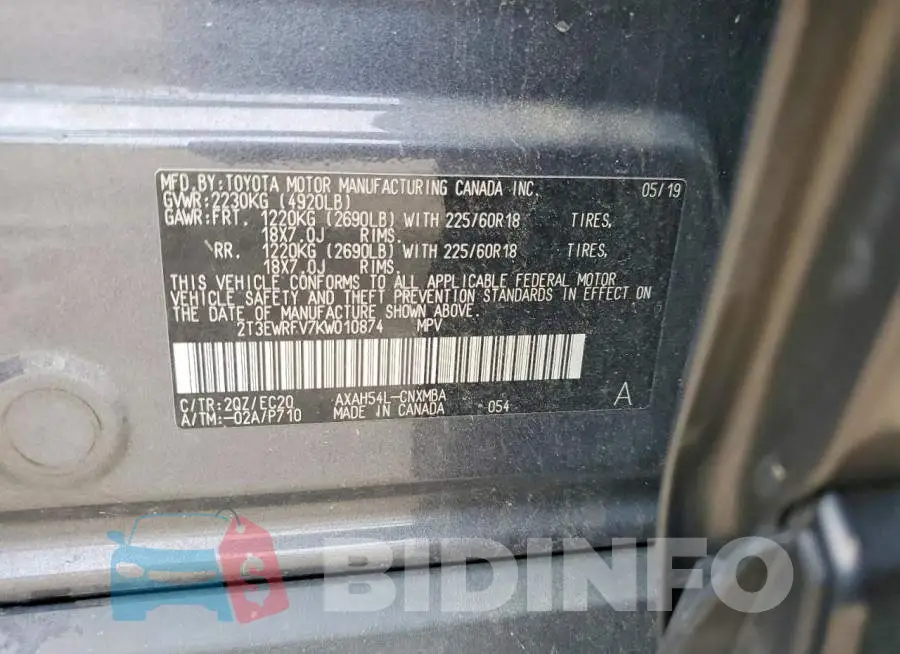 2T3EWRFV7KW010874 Photo# 12