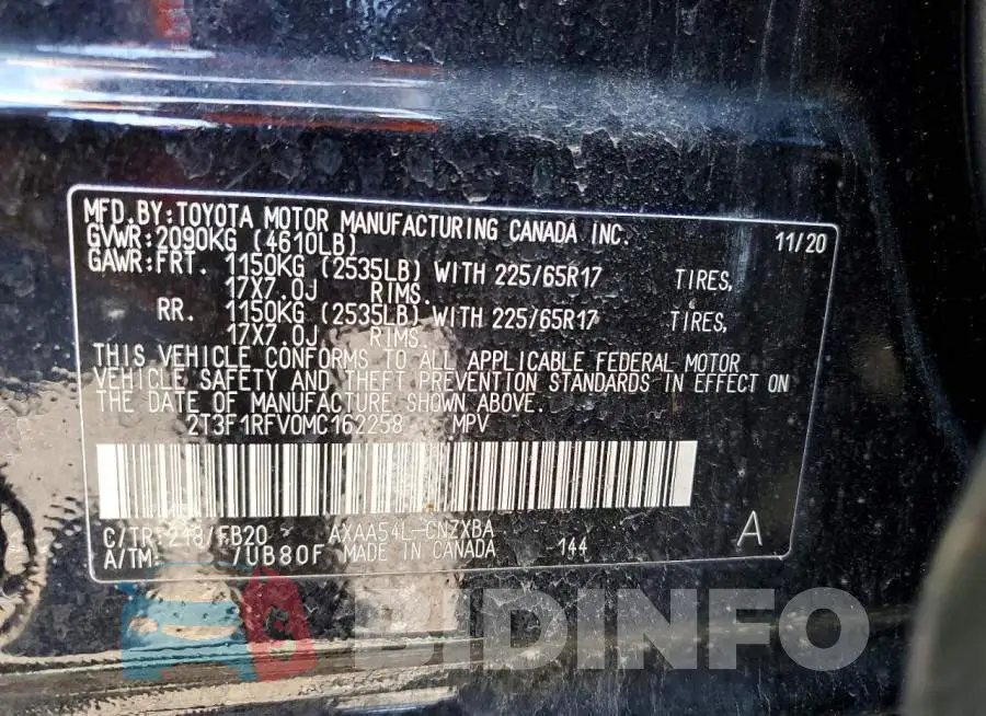 2T3F1RFV0MC162258 Photo# 13