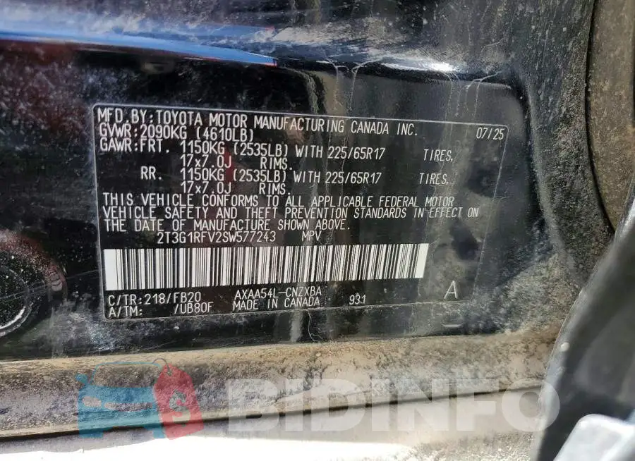 2T3G1RFV2SW577243 Photo# 12