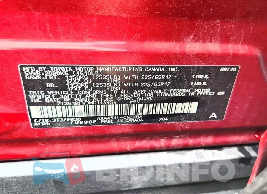 2T3G1RFV3MC144454 Photo# 14