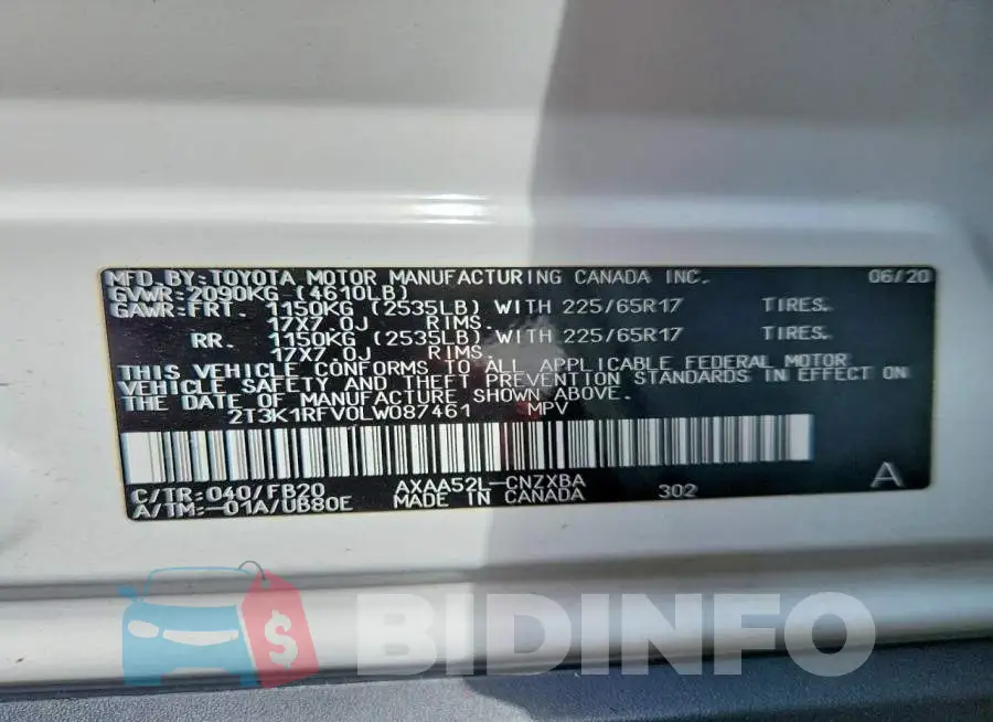 2T3K1RFV0LW087461 Photo# 14