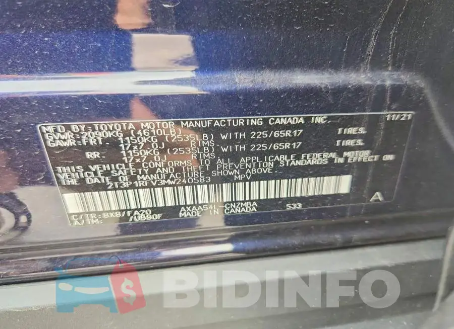 2T3P1RFV3MW240583 Photo# 12