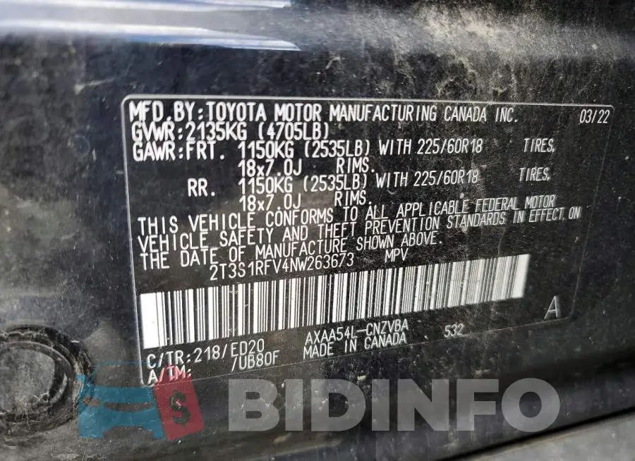 2T3S1RFV4NW263673 Photo# 13