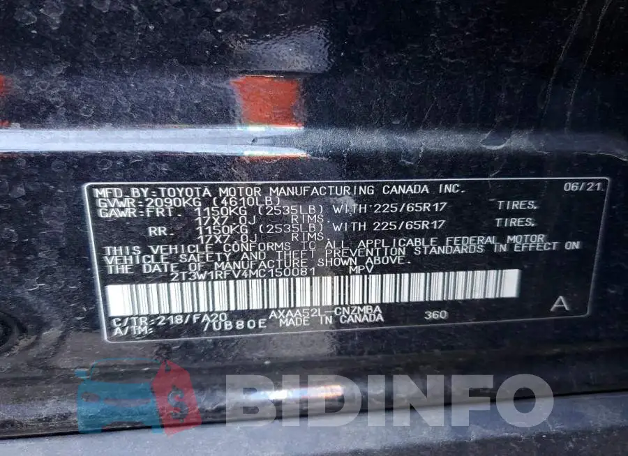 2T3W1RFV4MC150081 Photo# 13