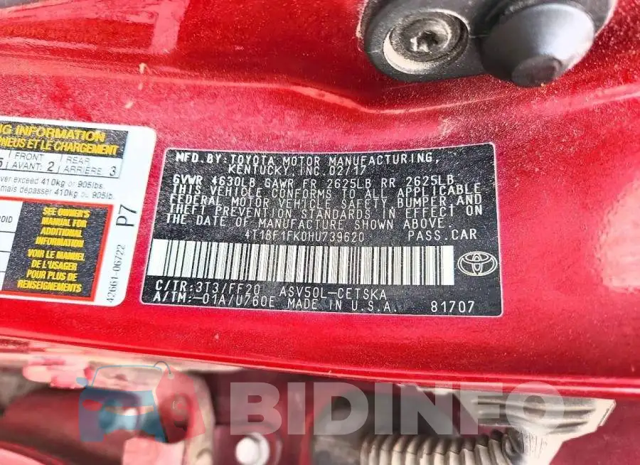 4T1BF1FK0HU739620 Photo# 12