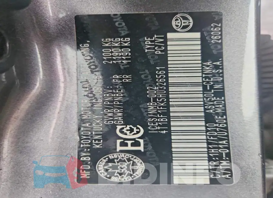 4T1BF1FK5HU326561 Photo# 12