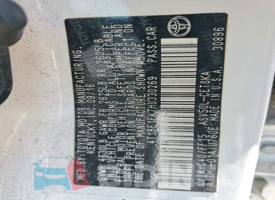 4T1BF1FK7HU330269 Photo# 12