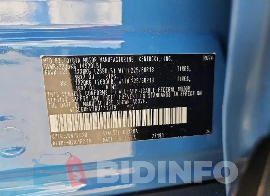 4T3E6RFV1RU171019 Photo# 13
