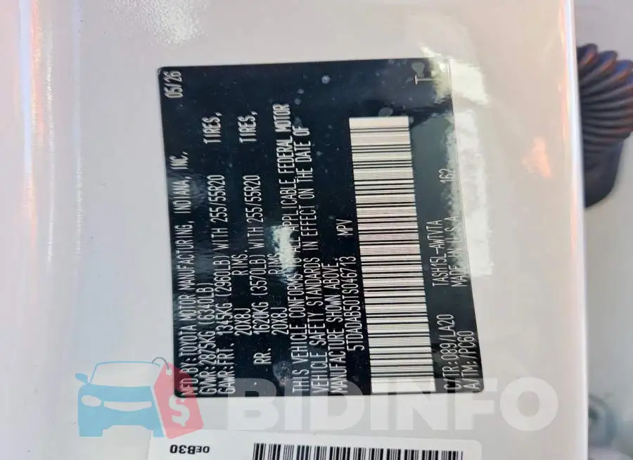 5TDADAB50TS046713 Photo# 13