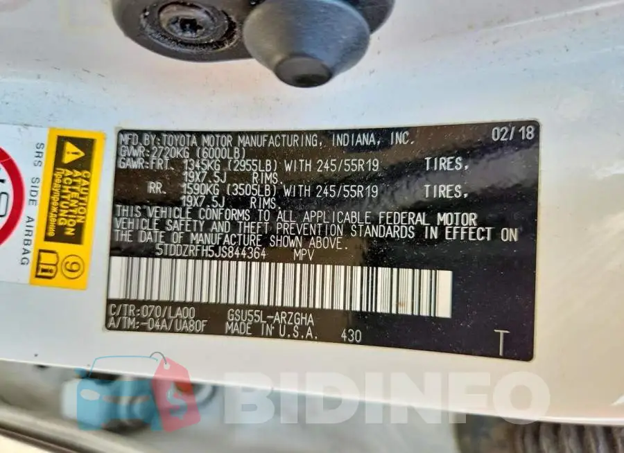 5TDDZRFH5JS844364 Photo# 13