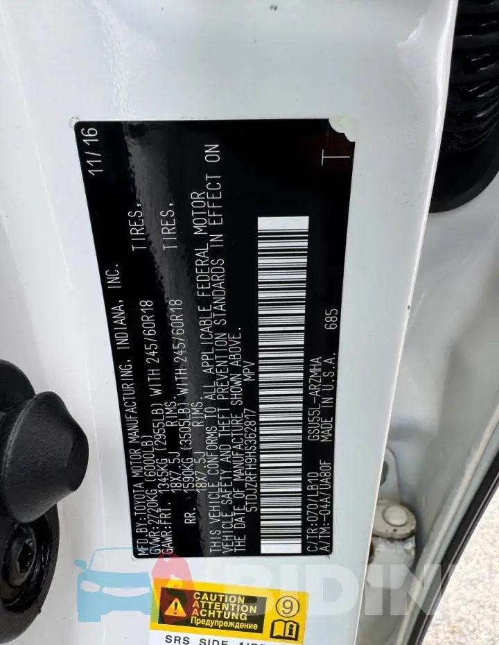 5TDJZRFH9HS362817 Photo# 12