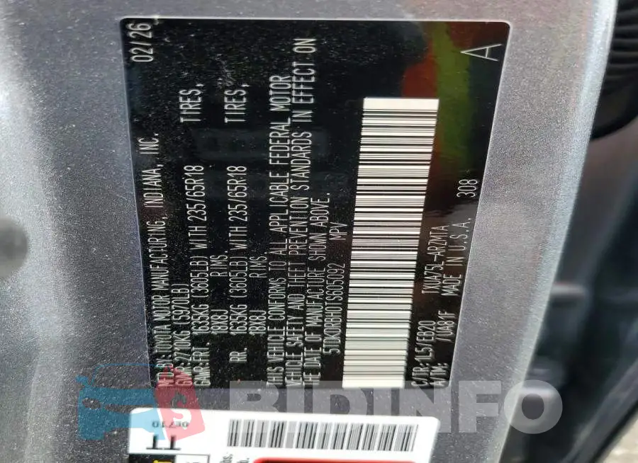 5TDKDRBH0TS605092 Photo# 13