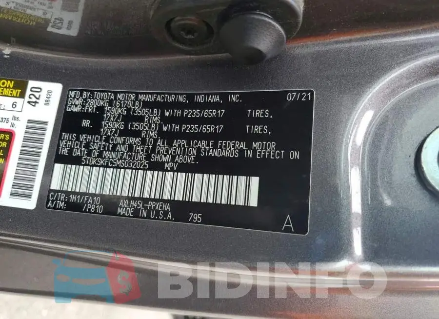 5TDKSKFC5MS032025 Photo# 14