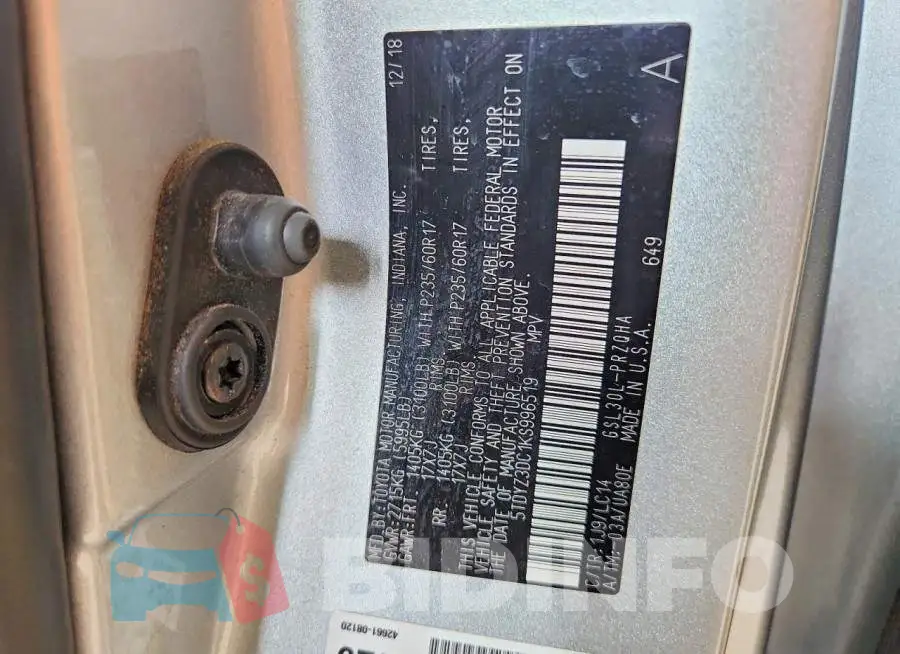 5TDYZ3DC1KS996519 Photo# 14