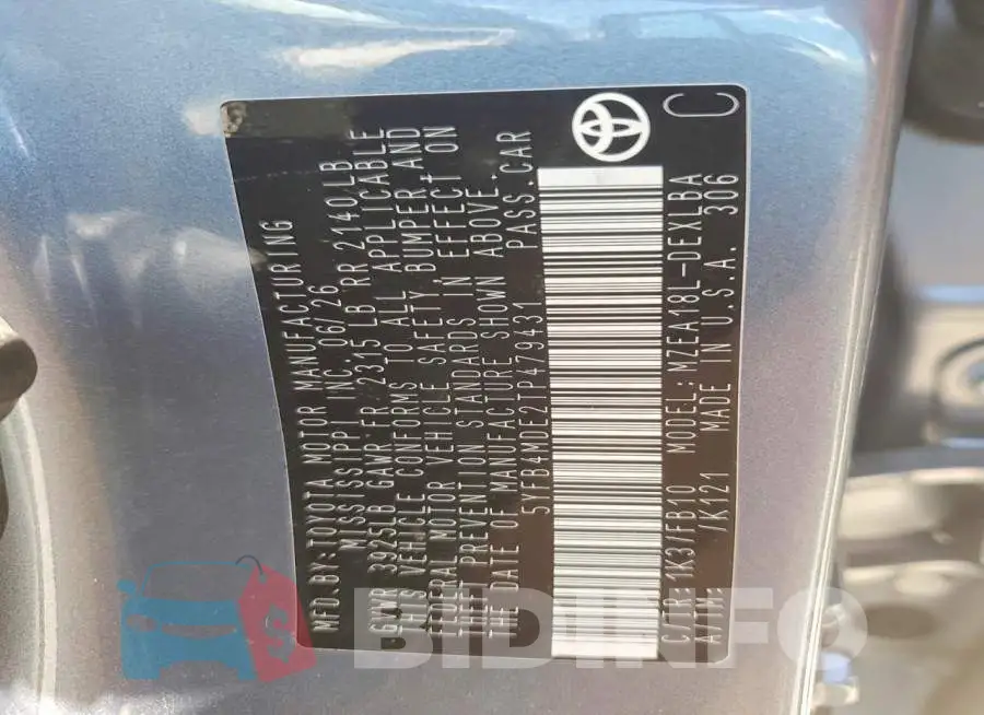 5YFB4MDE2TP479431 Photo# 12