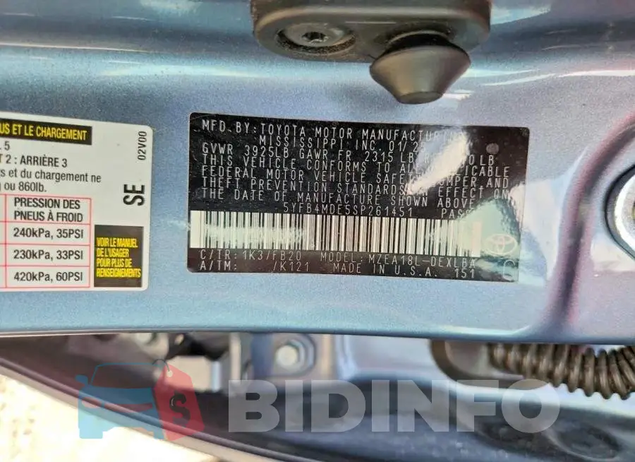 5YFB4MDE5SP261451 Photo# 13