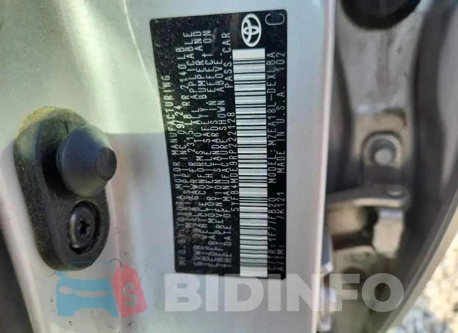 5YFB4MDE9RP222128 Photo# 12