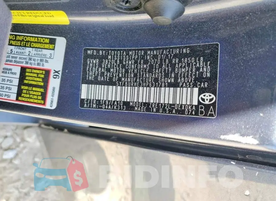 5YFBURHE3HP631781 Photo# 12