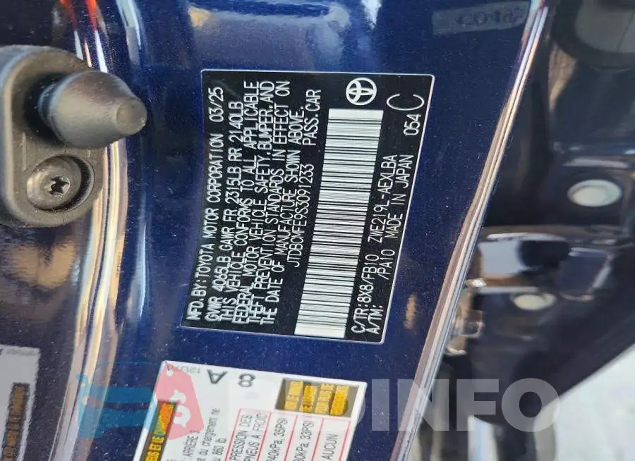JTDBCMFE9S3091233 Photo# 13