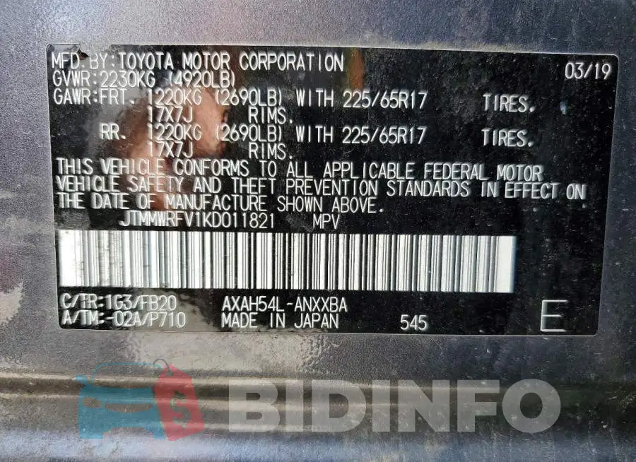 JTMMWRFV1KD011821 Photo# 13