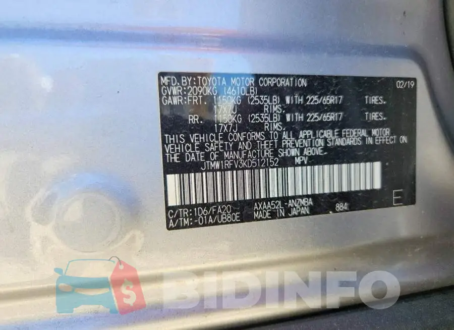 JTMW1RFV3KD512152 Photo# 14
