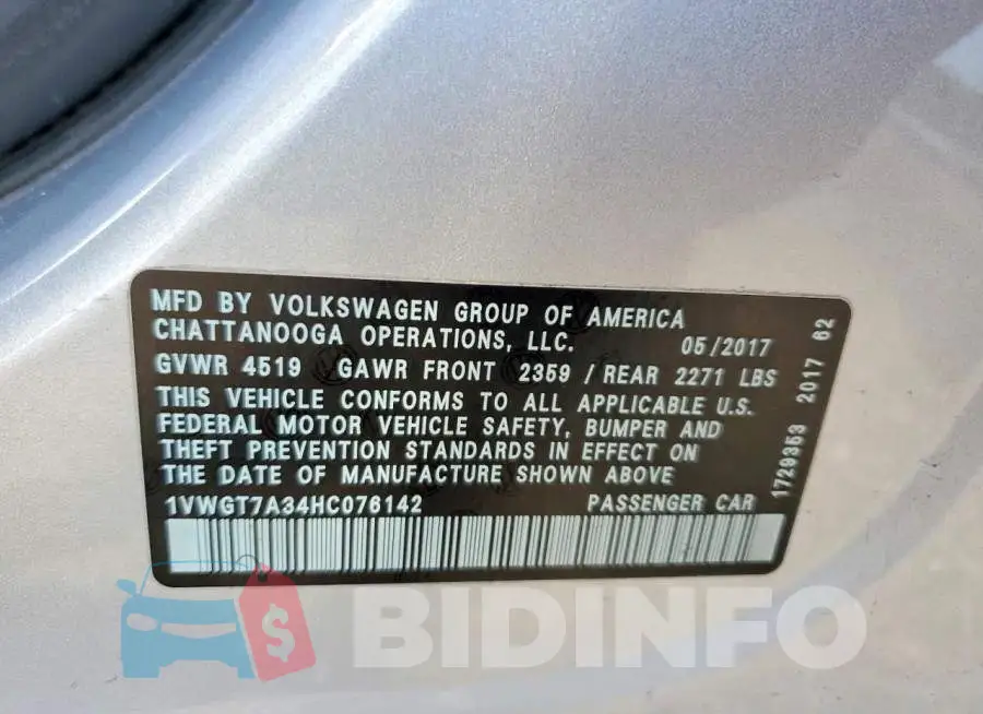 1VWGT7A34HC076142 Photo# 12