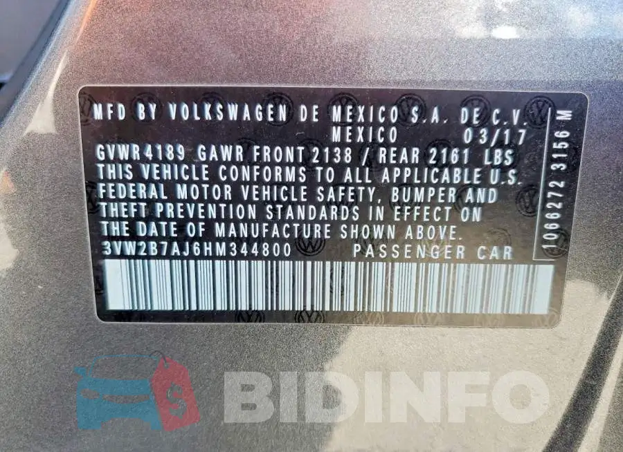 3VW2B7AJ6HM344800 Photo# 12