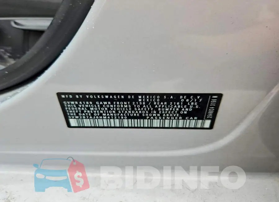3VW2B7AJ6HM412190 Photo# 12