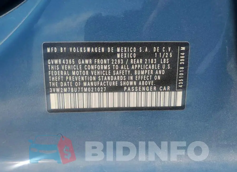3VW2M7BU7TM021027 Photo# 13