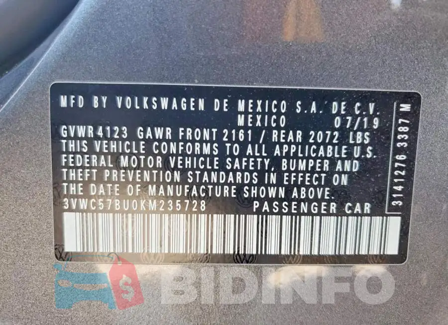3VWC57BU0KM235728 Photo# 13