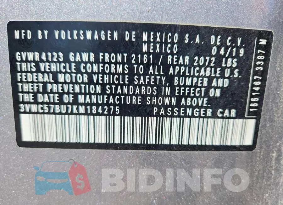 3VWC57BU7KM184275 Photo# 12