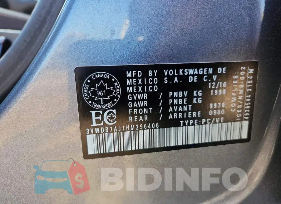 3VWDB7AJ1HM296406 Photo# 12