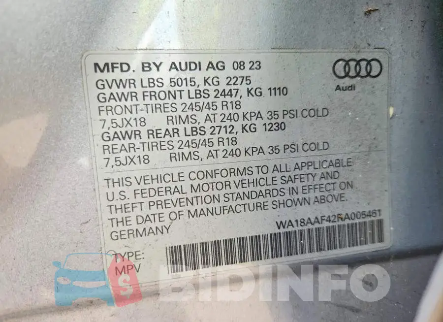 WA18AAF42RA005461 Photo# 12