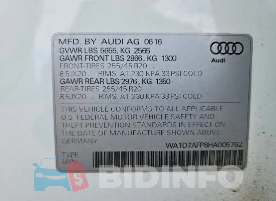 WA1D7AFP8HA005762 Photo# 12