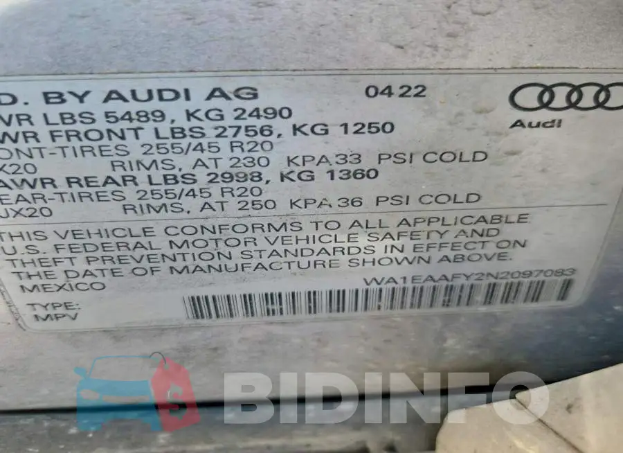 WA1EAAFY2N2097083 Photo# 14