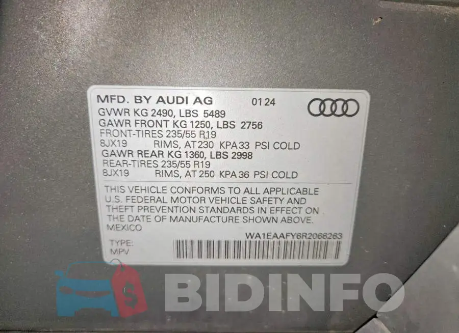WA1EAAFY6R2066263 Photo# 13
