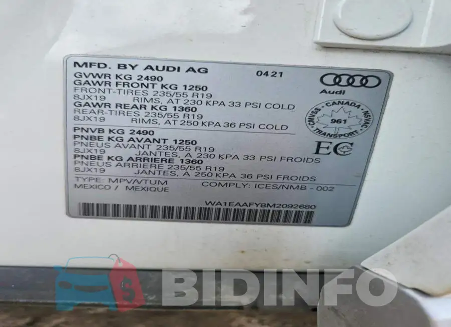 WA1EAAFY8M2092680 Photo# 14