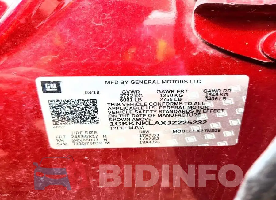 1GKKNKLAXJZ225232 Photo# 13
