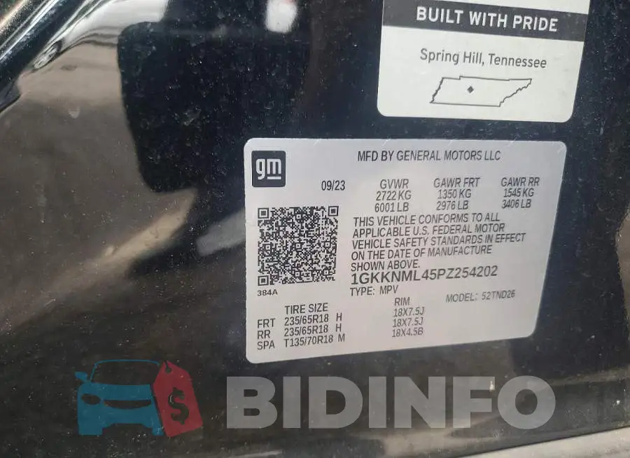 1GKKNML45PZ254202 Photo# 13