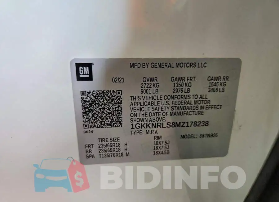 1GKKNRLS8MZ178238 Photo# 13