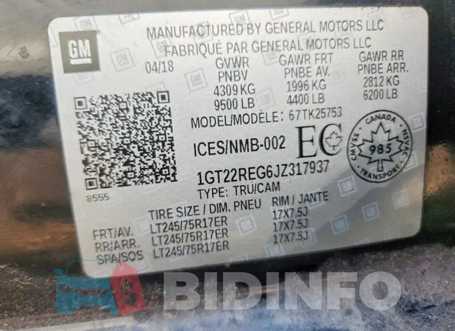 1GT22REG6JZ317937 Photo# 12