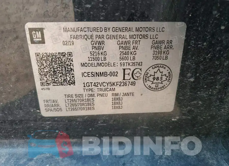 1GT42VCY5KF236749 Photo# 12
